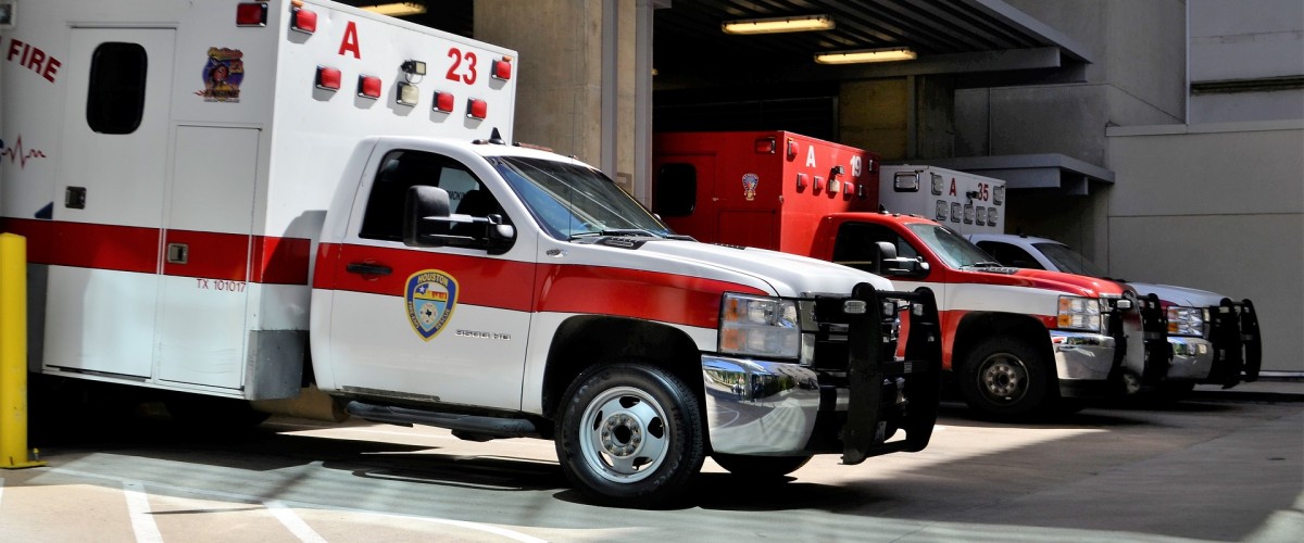 Ambulances in a garage