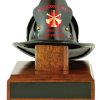This is a miniature version of the tradition style helmet with wood base.