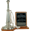 Pewter 18" trumpet on plaque base